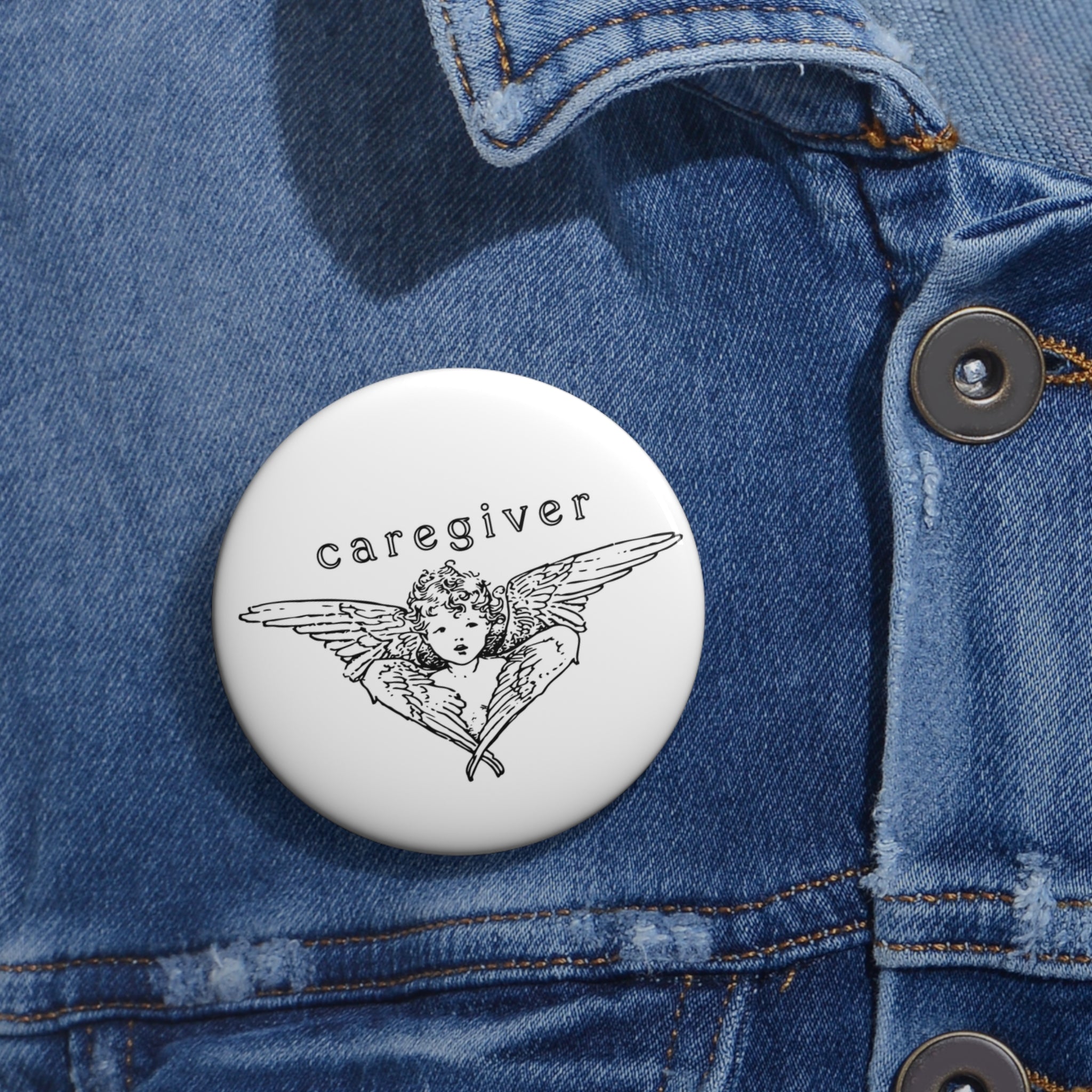 Caregiver Angel Pin Button