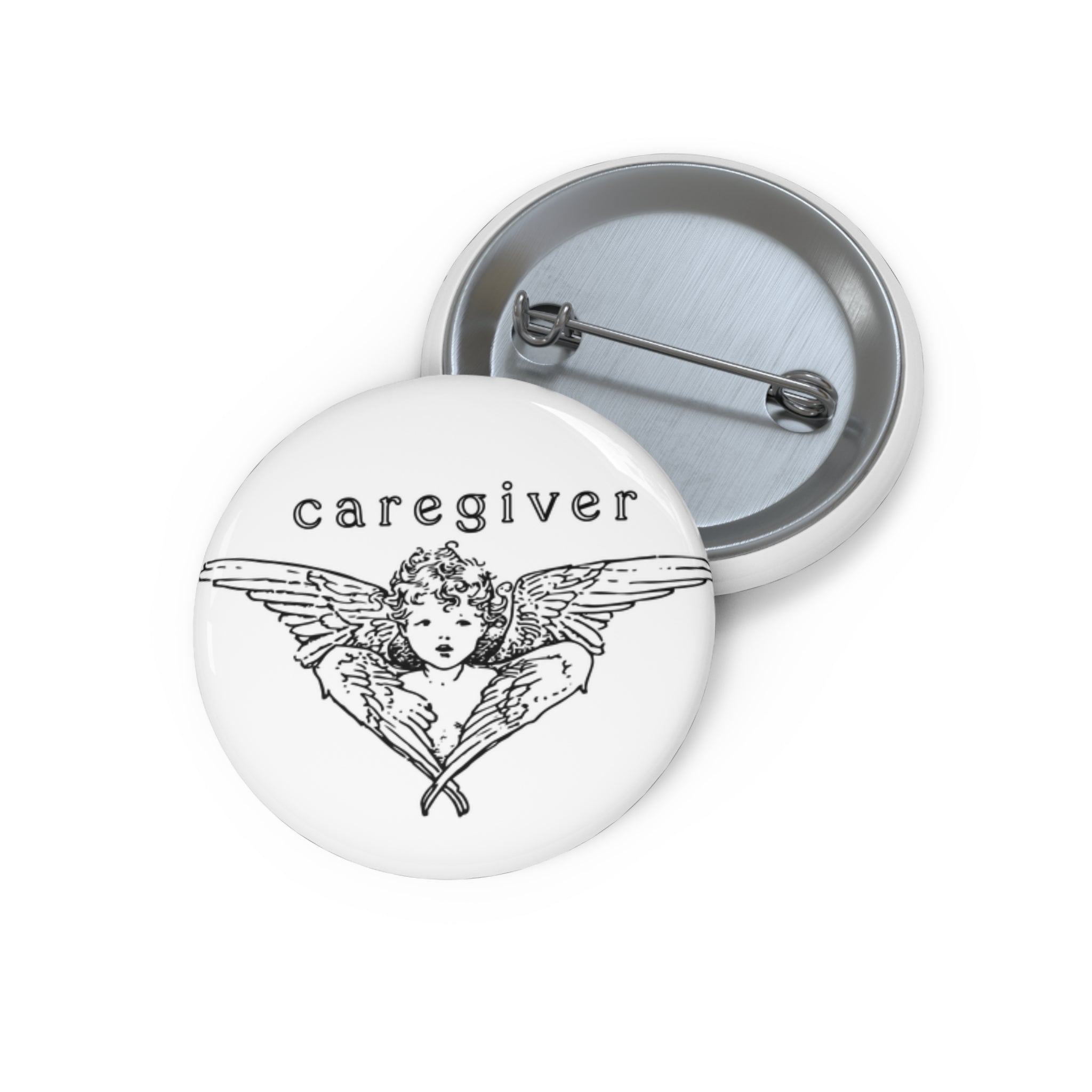 Caregiver Angel Pin Button