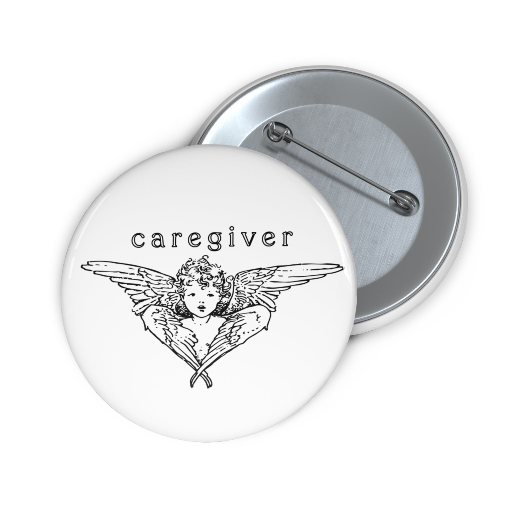 Caregiver Angel Pin Button